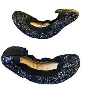 Yosi Girls Samra Ballet Flat Black Galaxy Glitter Foldable